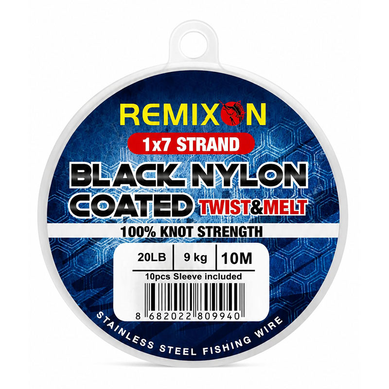 black-nylon-coated Remixon Wire Leader 1 X 7-10mt Black Σύρμα - Image 1